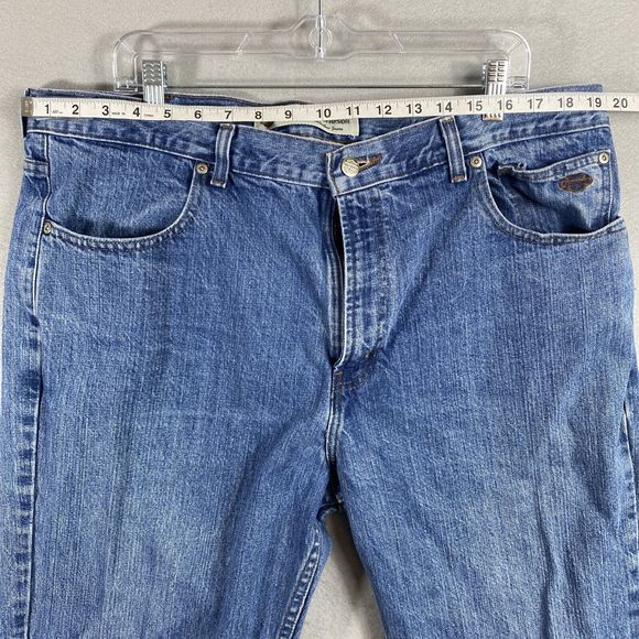 Harley Davidson Genuine Motorclothes Blue Straight Leg Jeans Mens Zip Size 40/30 - Picture 9 of 12